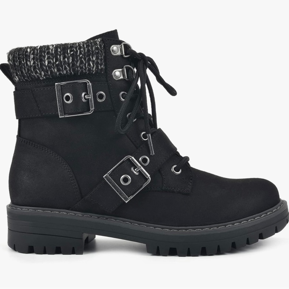 NEW CLIFFS BY WHITE MOUNTAIN Women's Marlee Combat Boot in black Size 6